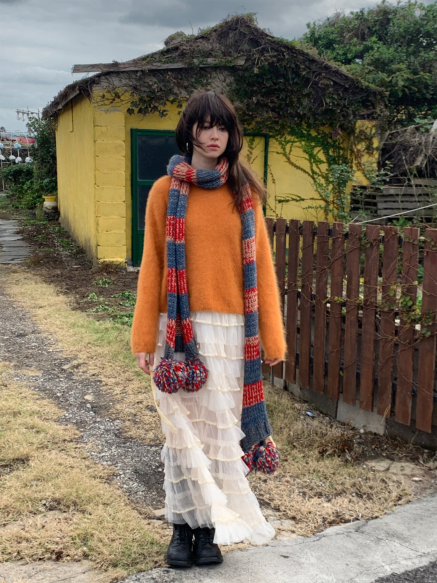 Sale[S0011/S0012]Purple/Orange Lazy Style Sweater