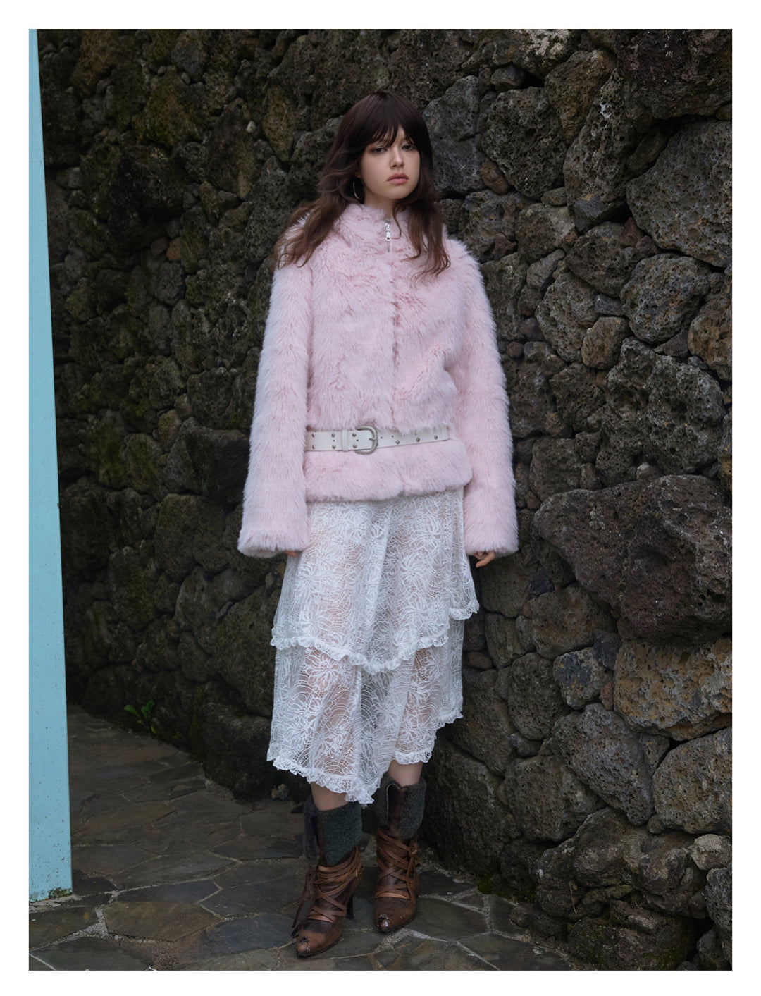 [S0028]Irregular Double-layered Skirt Lace Skirt