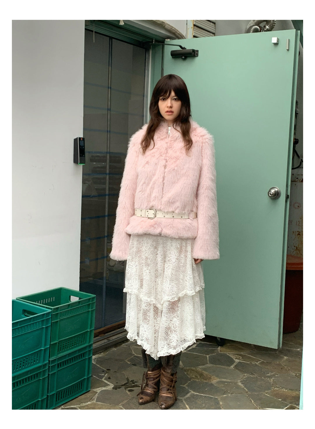 [S0028]Irregular Double-layered Skirt Lace Skirt