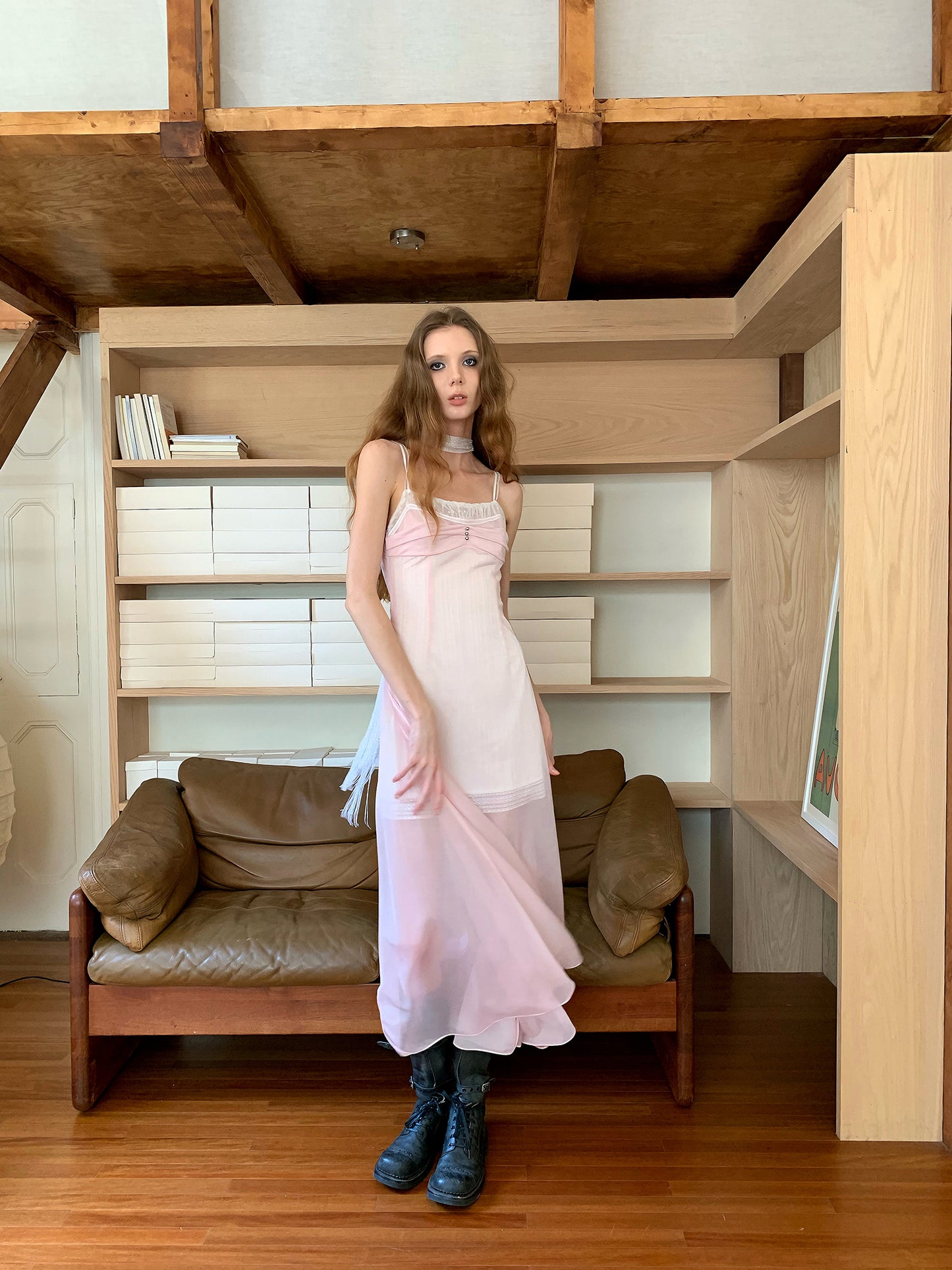 [A00865]Ethereal Vacation Fairy Sheer Blush Pink Maxi Dress