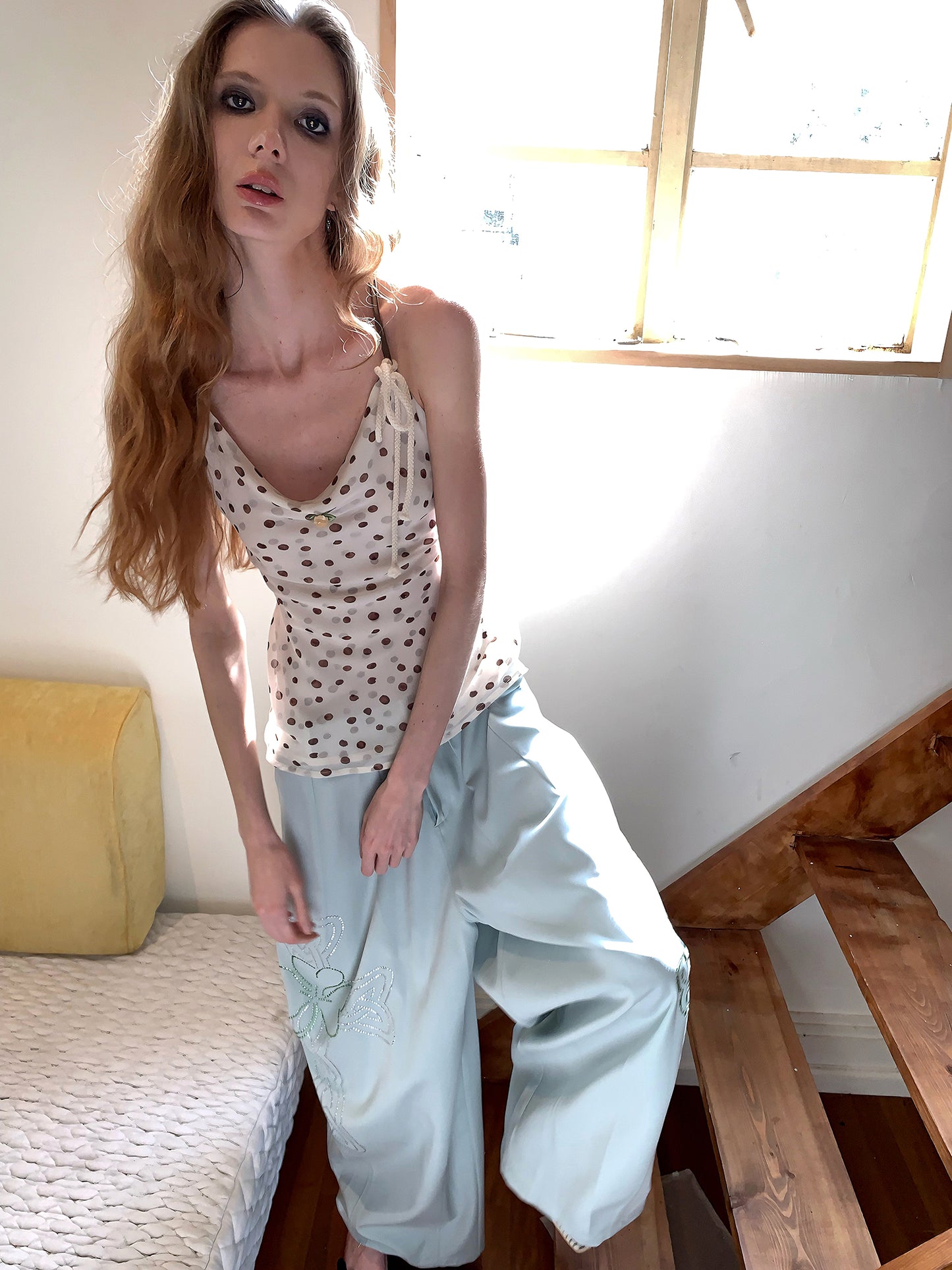 [A00876]Cool Dotted Spaghetti Strap Top