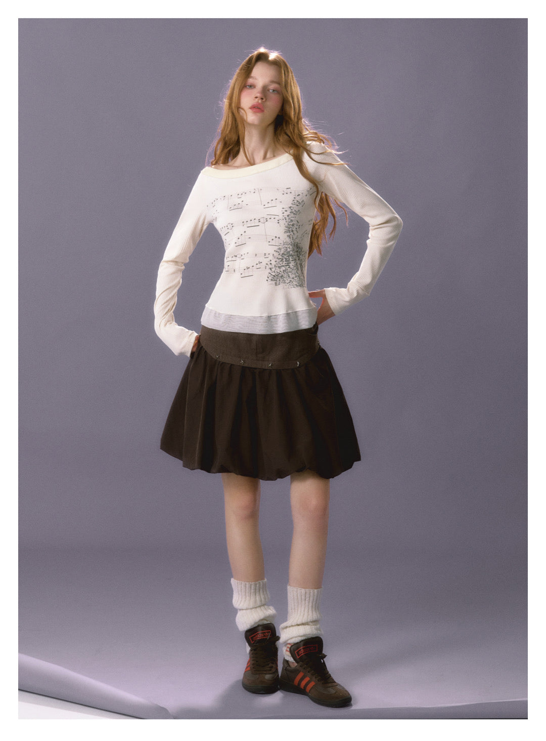 [E0069]Sheet music printed T-shirt