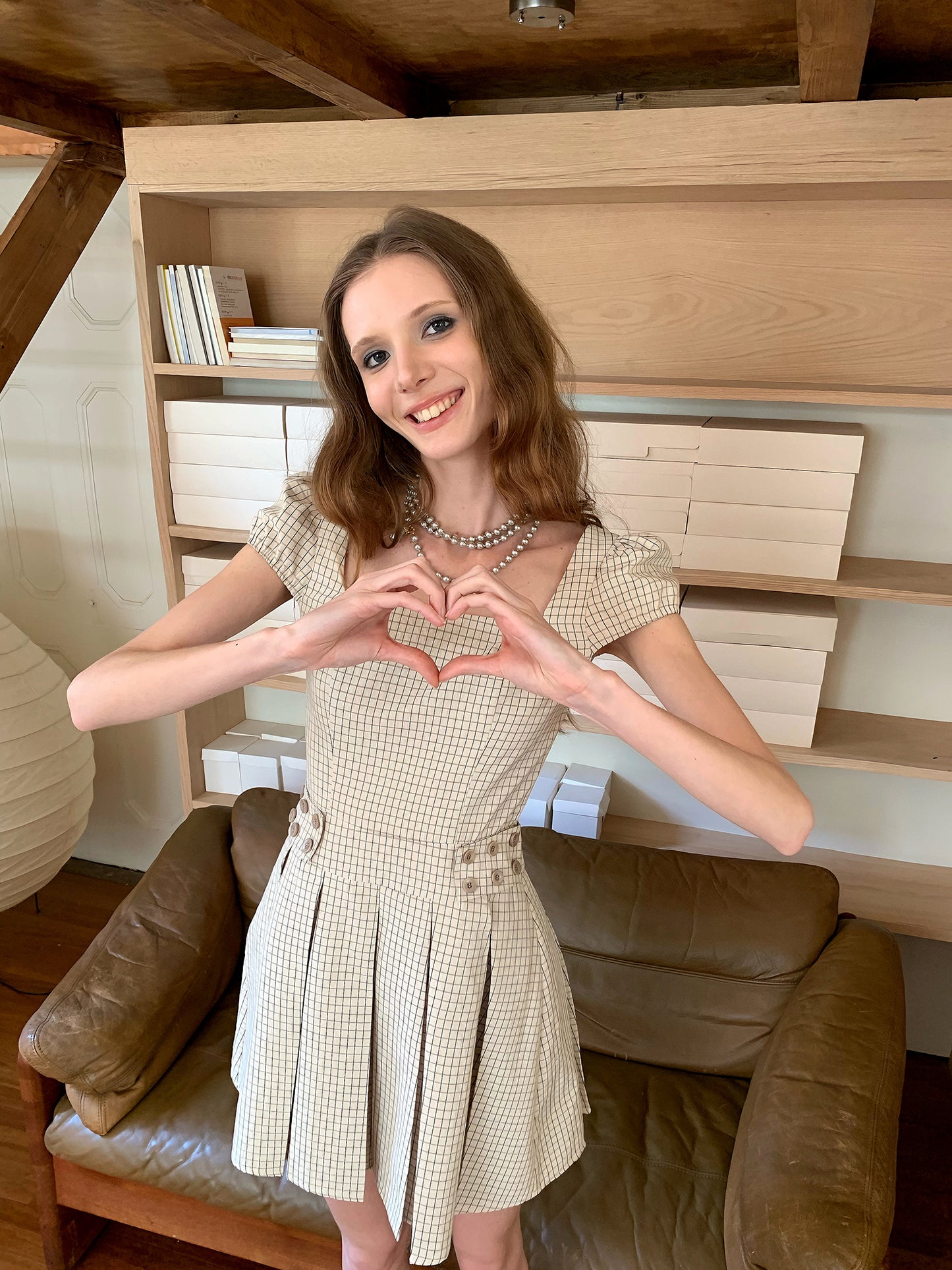 [A00867]Parisian Blogger Checkered Dress