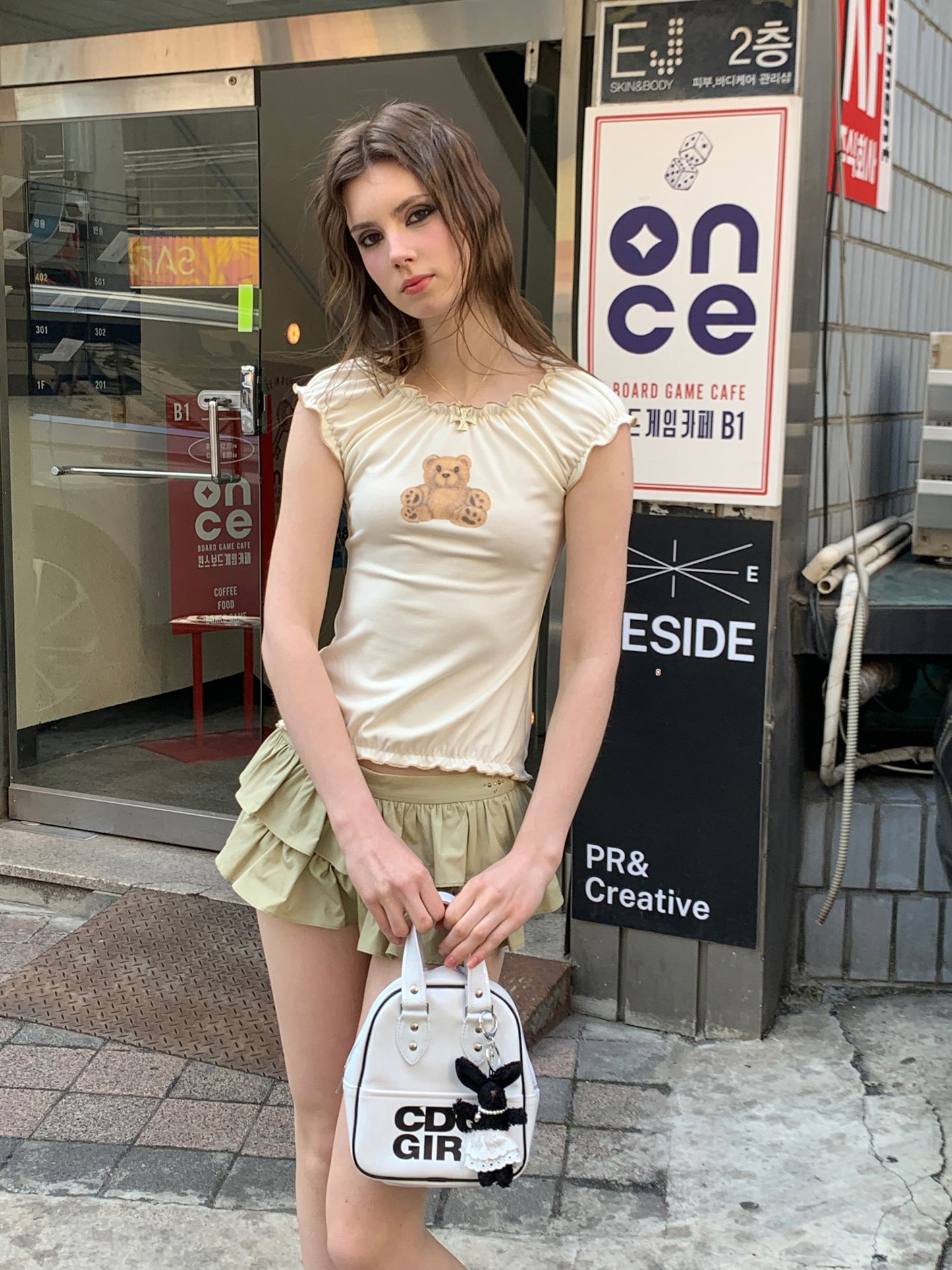 [A00811]Cutie Versatile Teddy Bear Print Tee