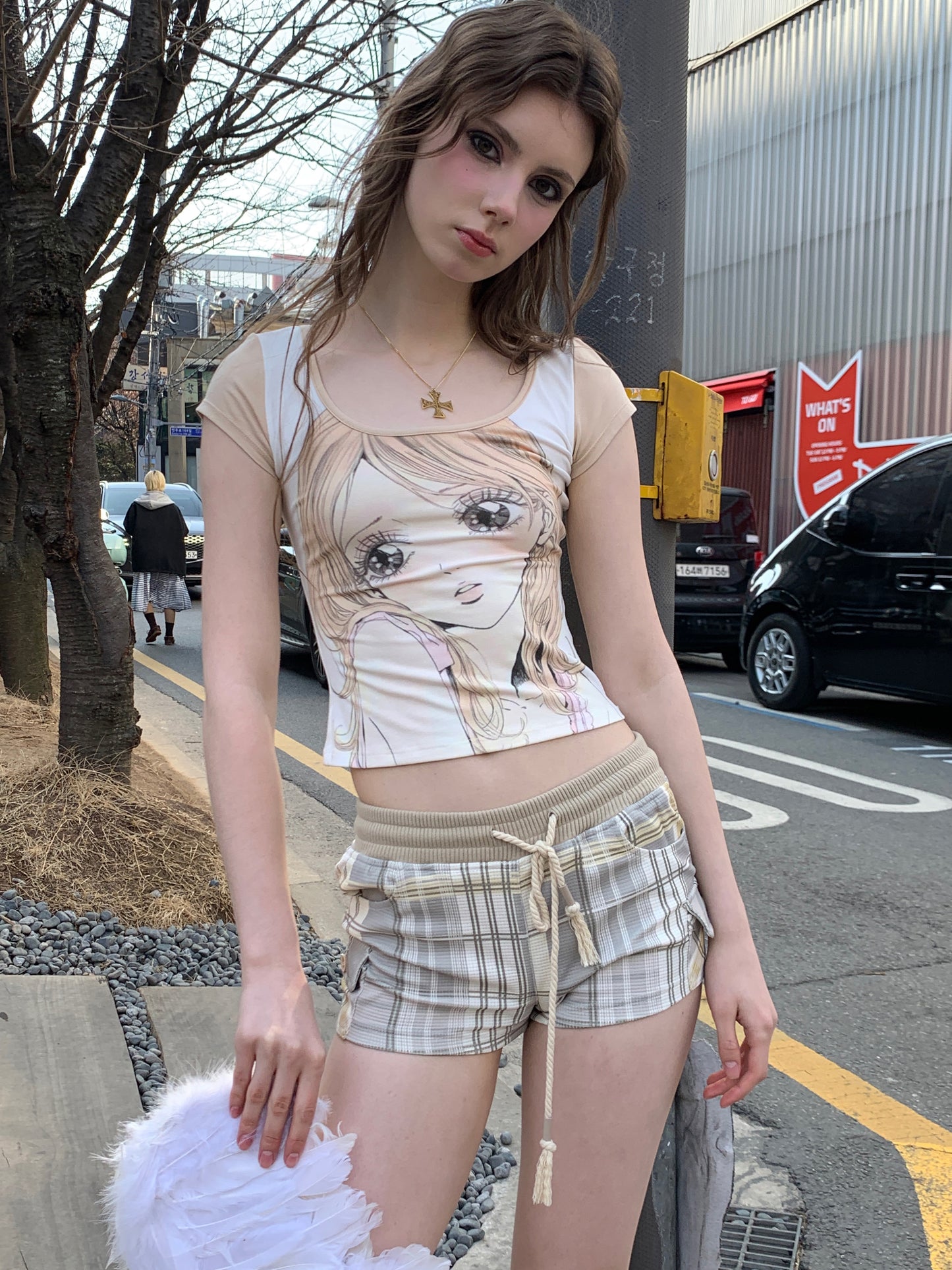 [A00813]Kawaii Anime Girl Head Tee