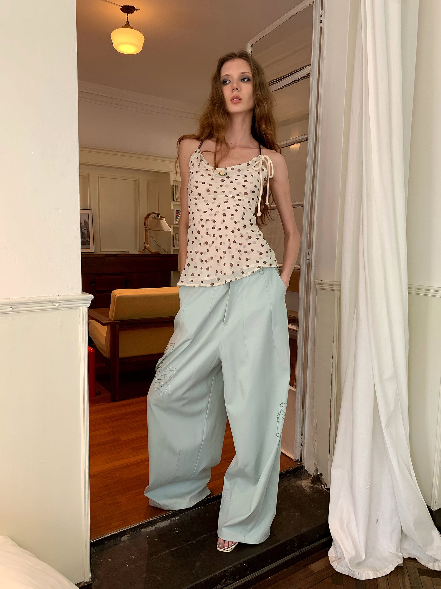 [A00875]Lucky Clover Rhinestone Pants