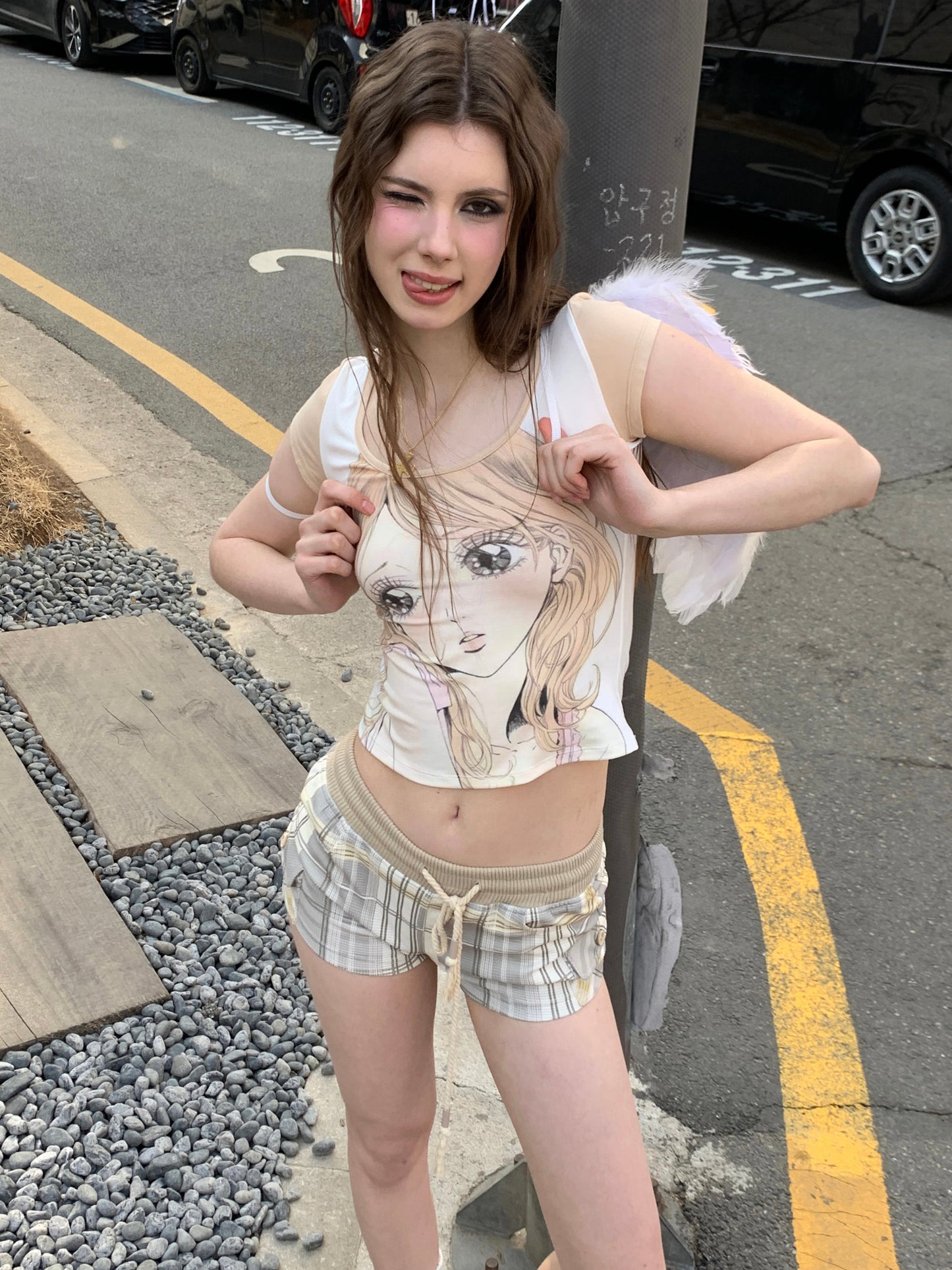 [A00813]Kawaii Anime Girl Head Tee