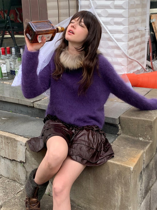 Sale[S0011/S0012]Purple/Orange Lazy Style Sweater